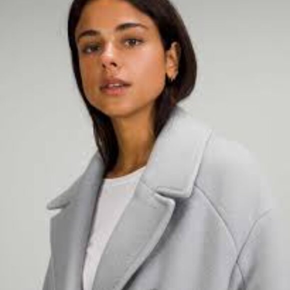 Lululemon Wool Long Coat in Light Grey Women’s Size 10 - Picture 3 of 5